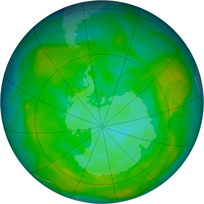 Antarctic ozone map for 15 January 1979